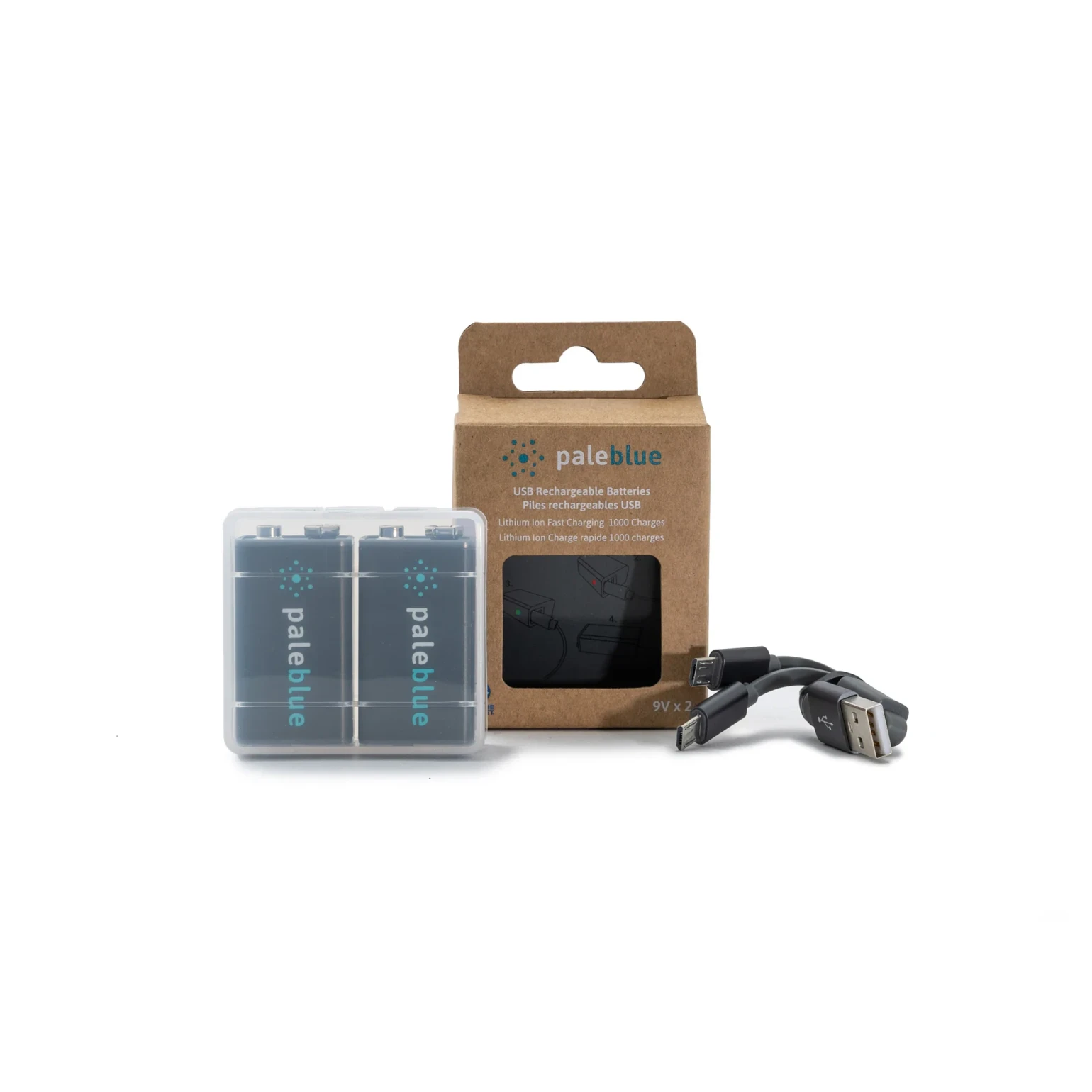 9V Oplaadbare batterij 2x Pale Blue