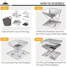 Campingmoon Opvouwbare multifunctionele grill en firepit Large MT-045