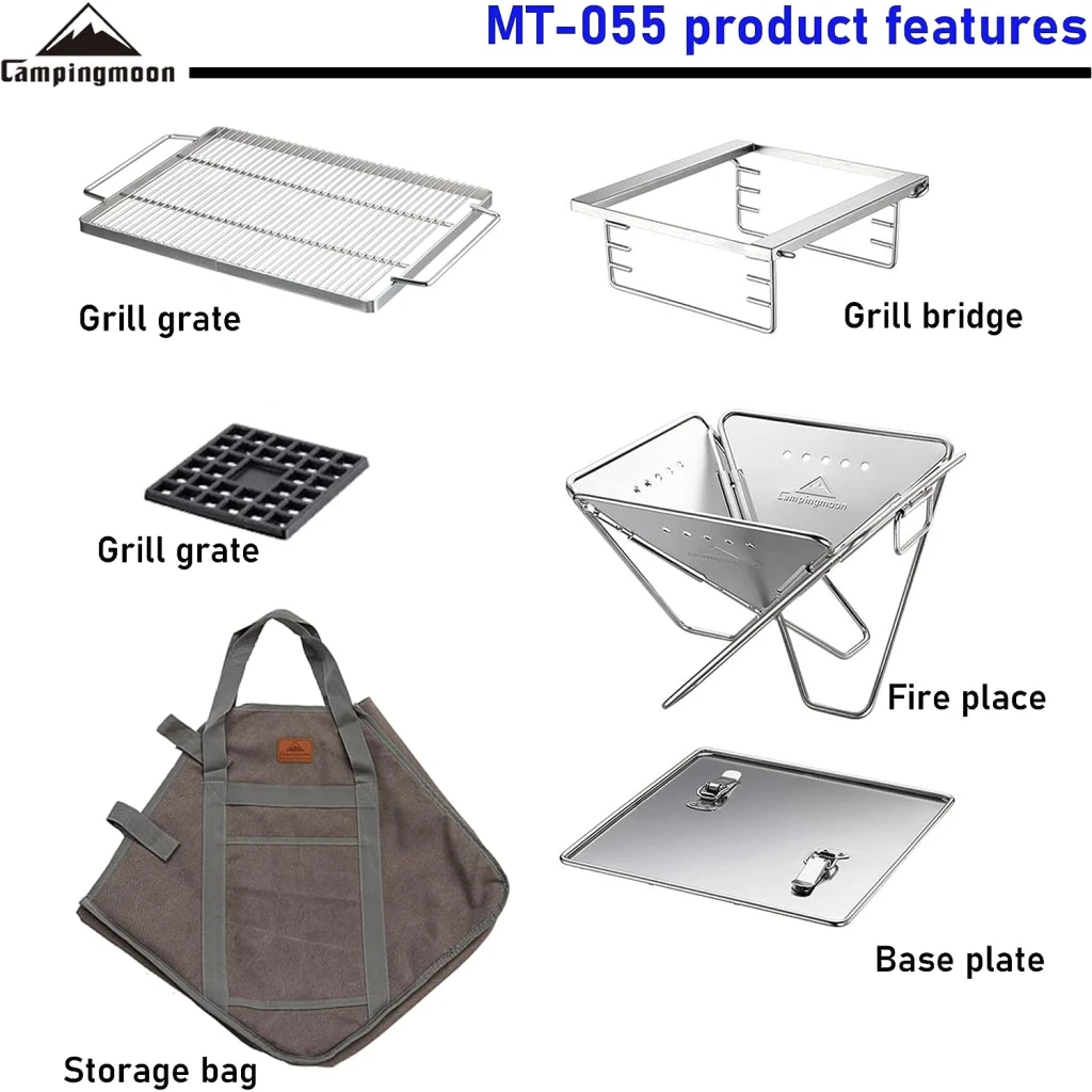 Campingmoon Opvouwbare multifunctionele grill en firepit X-Large MT-055