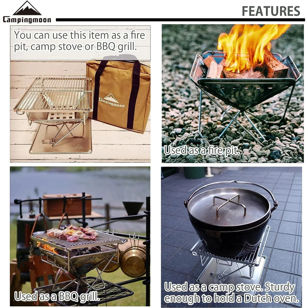 Campingmoon Opvouwbare houtskool BBQ X-MINIPRO Grill