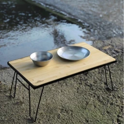 Campingmoon Opvouwbare stapelbare tafel met bamboe blad en draagtas