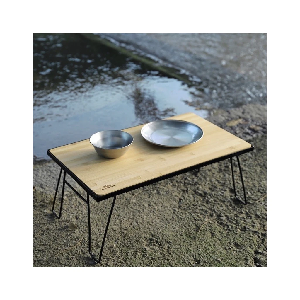 Campingmoon Opvouwbare stapelbare tafel met bamboe blad en draagtas