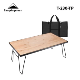 Campingmoon Opvouwbare stapelbare tafel met bamboe blad en draagtas