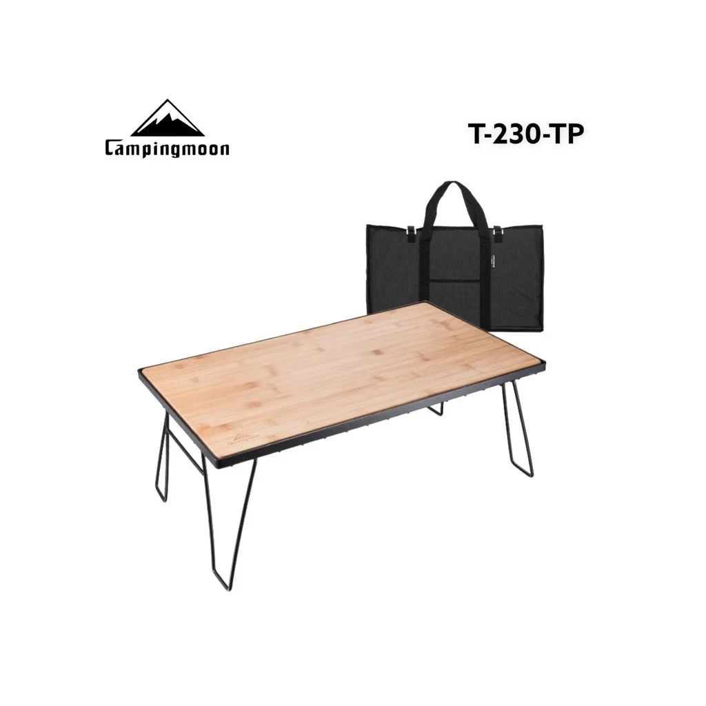 Campingmoon Opvouwbare stapelbare tafel met bamboe blad en draagtas