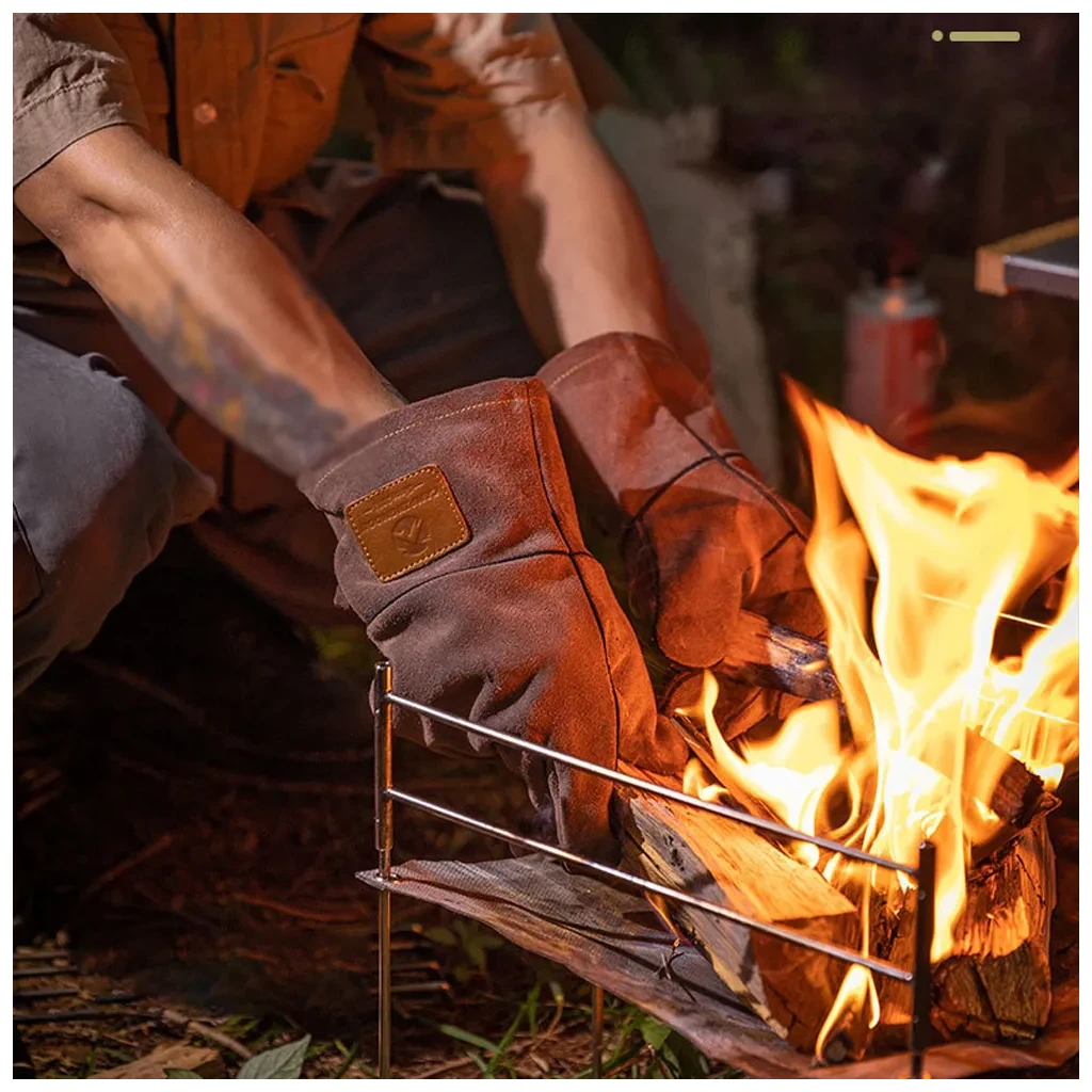 Campingmoon Hitte bestendige leren kampvuur handschoenen