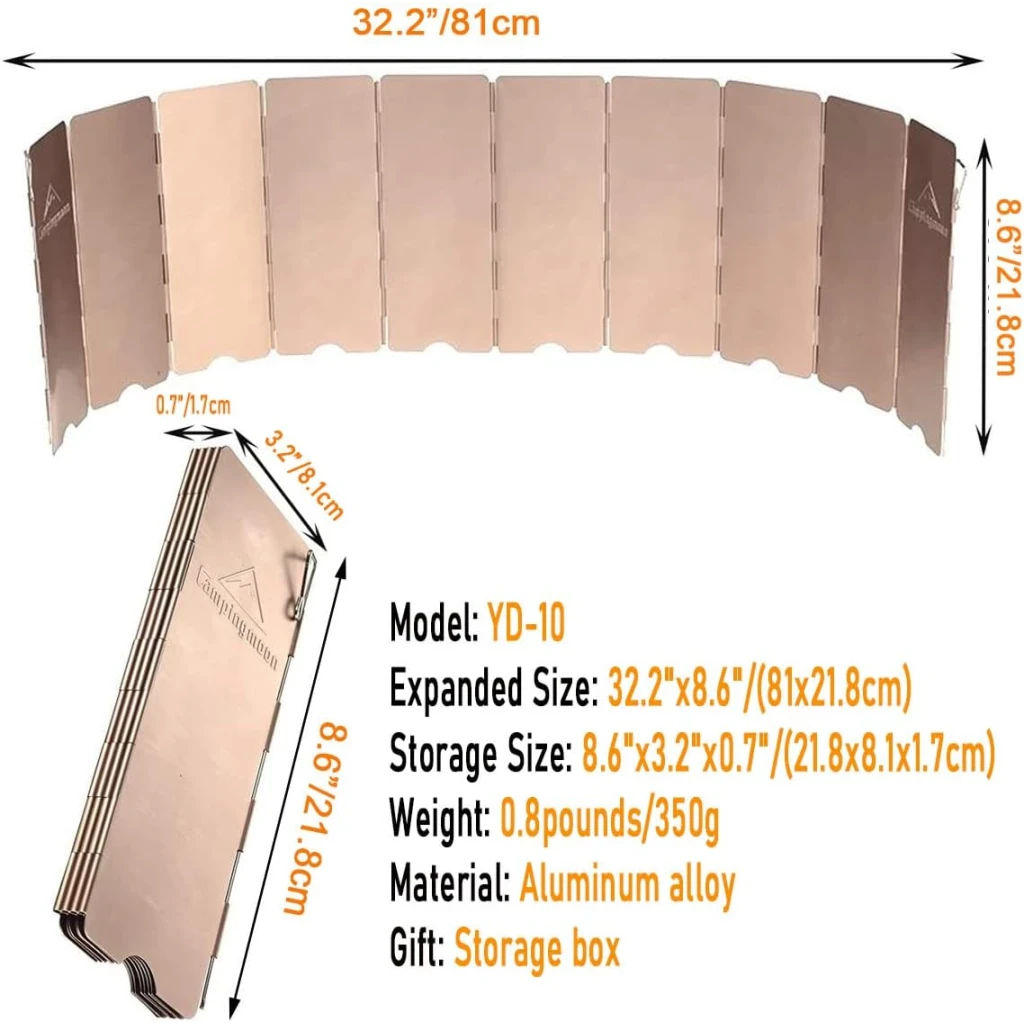 Campingmoon Opvouwbaar windscherm 21,8cm hoog met opbergbox