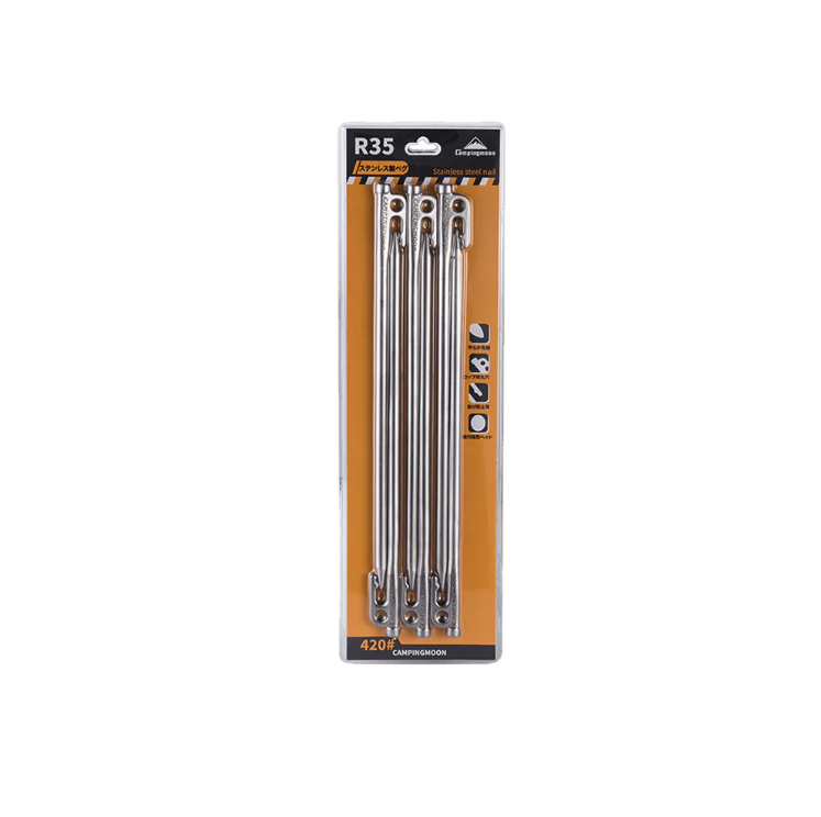 Campingmoon Haringen RVS 35 cm – 6 Stuks – Extra Heavy Duty Tentpennen voor Harde Grond – 420J2 Staal Campingmoon