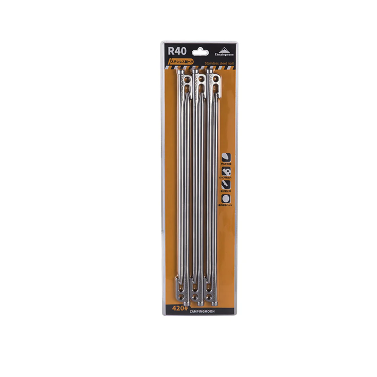 Campingmoon Haringen RVS 40 cm – 6 Stuks – Ultra Heavy Duty Tentpennen voor Harde Grond – 420J2 Staal Campingmoon